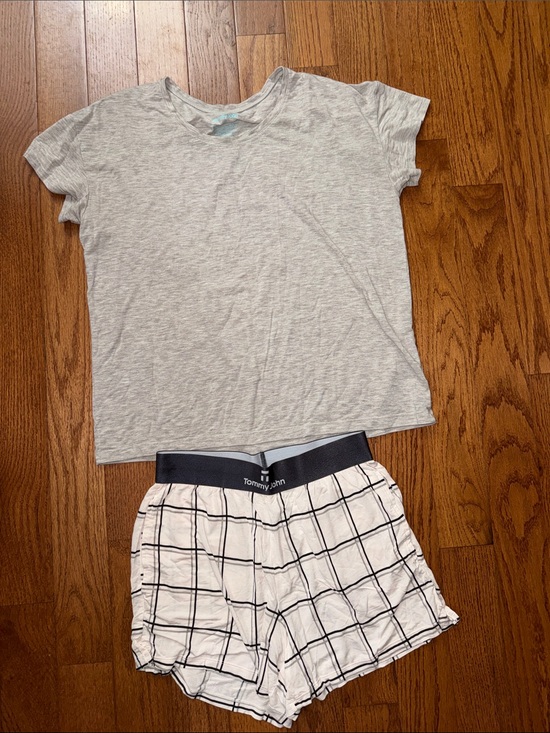 Tommy John Other - Tommy John Light Gray Tee with White Shorts and Black Windowpane Waistband